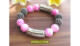 Beads Stone Steel Bracelets Stretch  Modern Designs